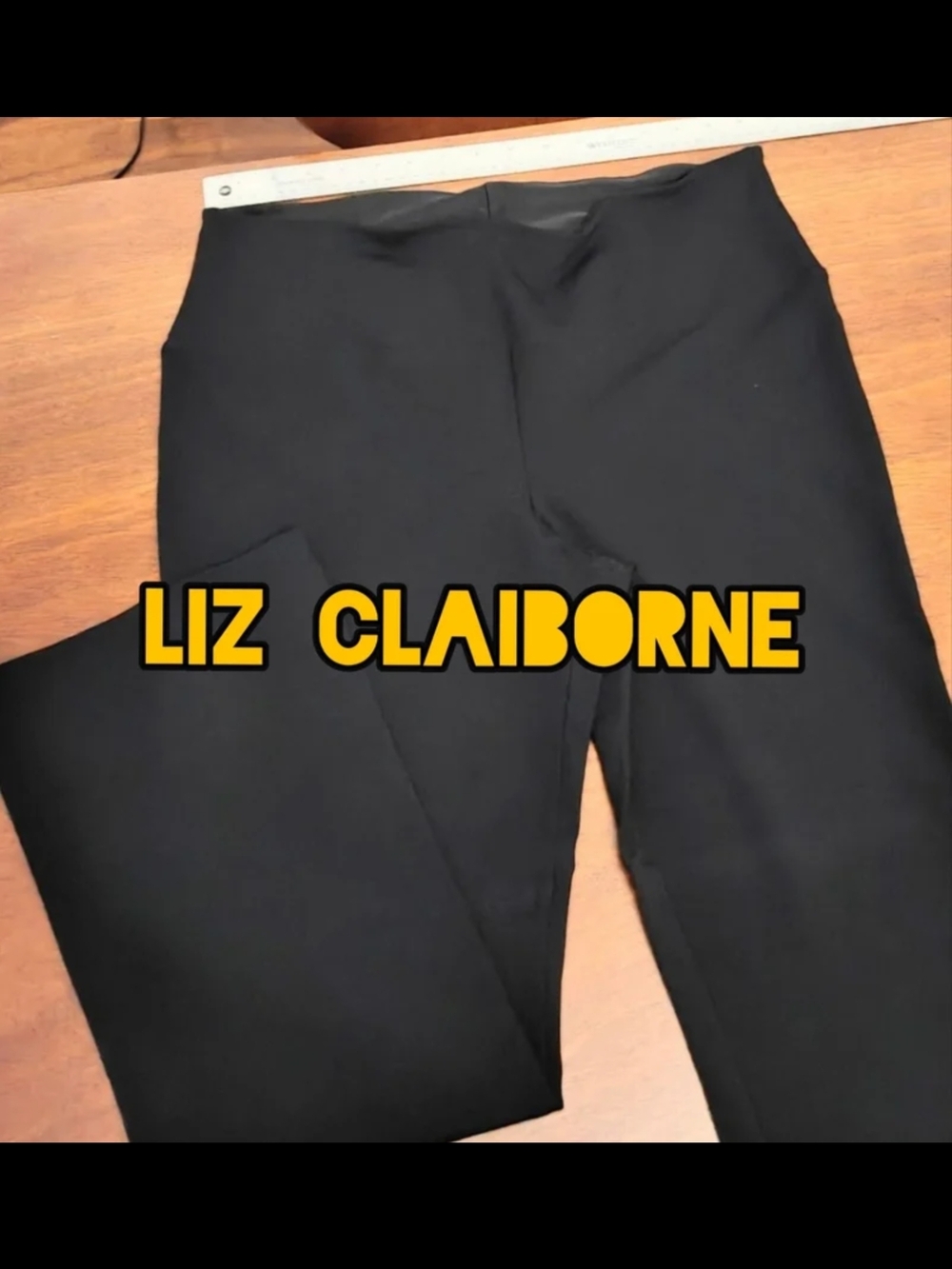 Liz Claiborne Size XL Straight leg Dress Pants Black stretchy